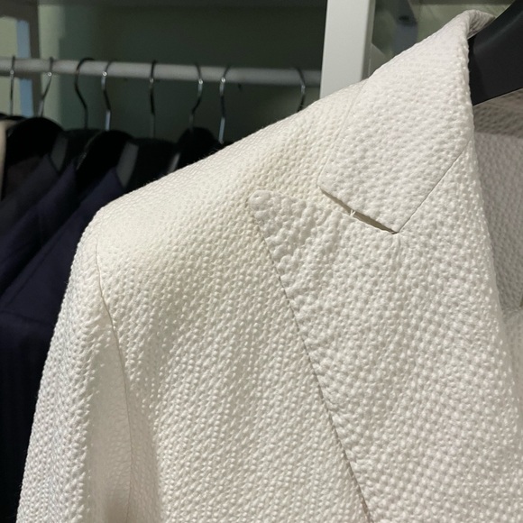 SUITSUPPLY White Double Breasted Seersucker Stretch Cotton Suit 40R Retail $799 - Picture 4 of 13